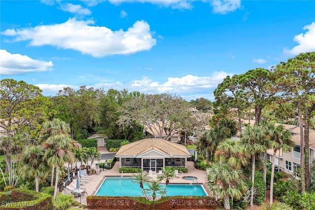 view of pool featuring a patio area