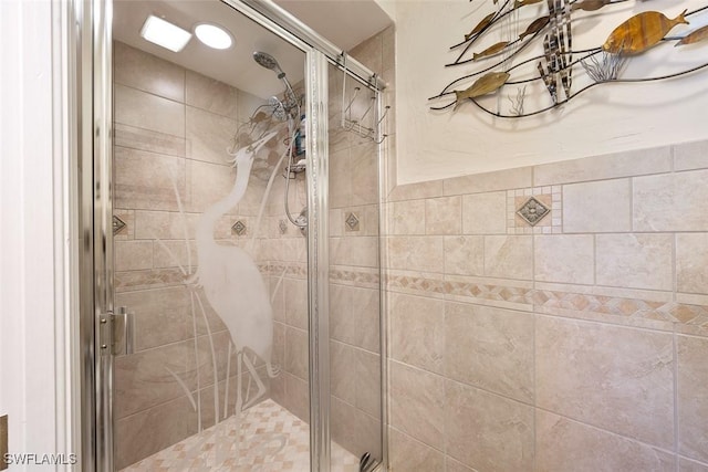 bathroom featuring walk in shower