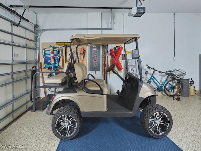 garage with a garage door opener