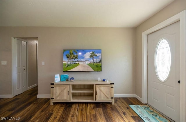 foyer with dark hardwood / wood-style flooring