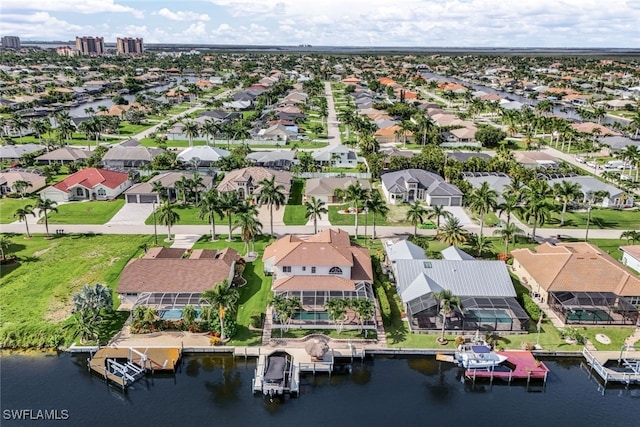 bird's eye view featuring a water view