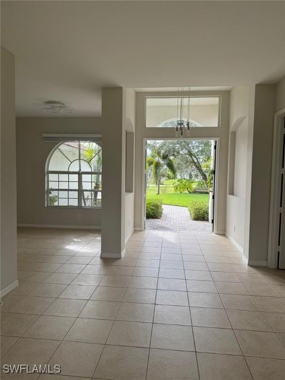 interior space with light tile patterned floors