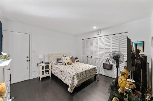 bedroom featuring dark wood-type flooring