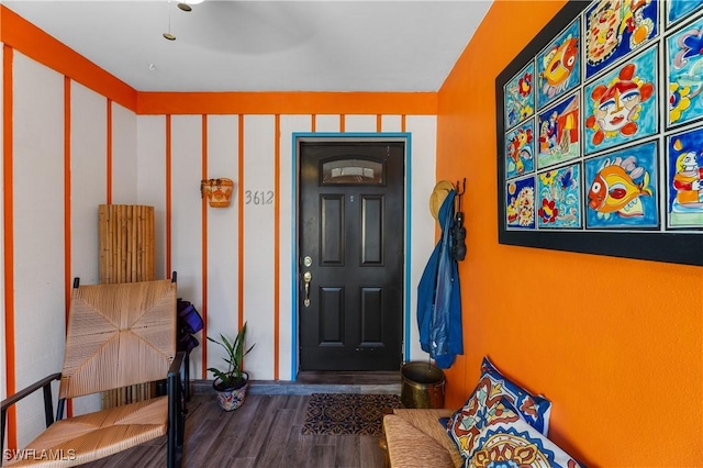 entryway featuring hardwood / wood-style flooring