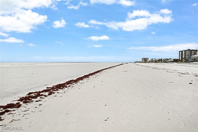 view of water feature featuring a beach view