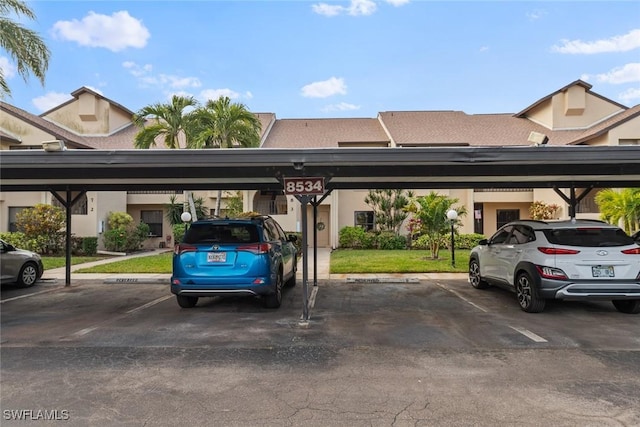 view of covered parking lot