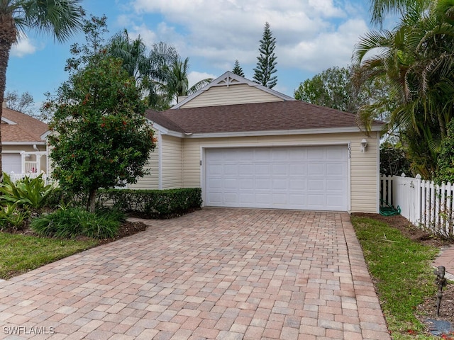 exterior space with a garage