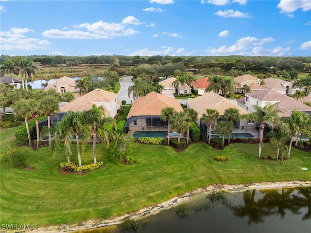 bird's eye view featuring a water view