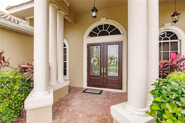 property entrance with french doors