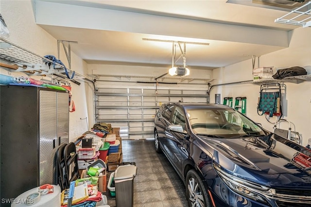 garage with a garage door opener