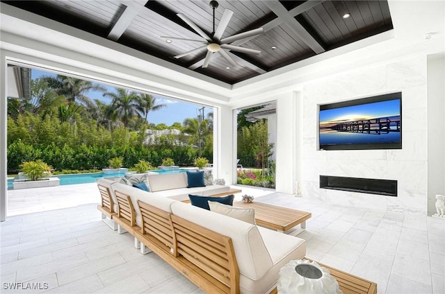 460 2nd Ave N, Naples, FL 34102 - view of patio featuring ceiling fan, an outdoor pool, and outdoor lounge area