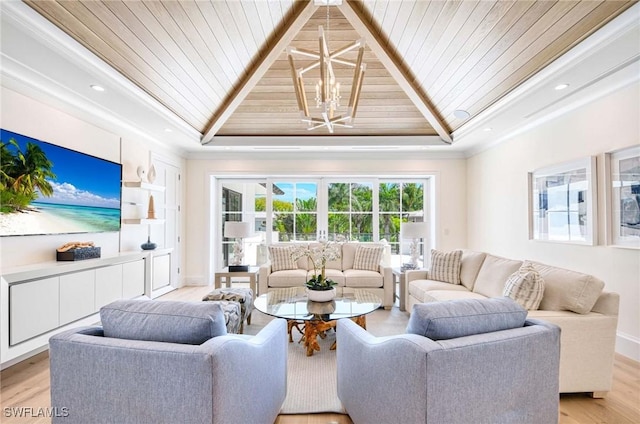460 2nd Ave N, Naples, FL 34102 - living area with wooden ceiling, light wood finished floors, a tray ceiling, lofted ceiling, and recessed lighting