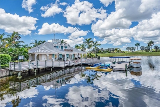 dock area featuring a water view