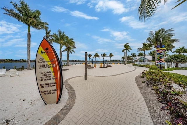 view of home's community featuring a water view