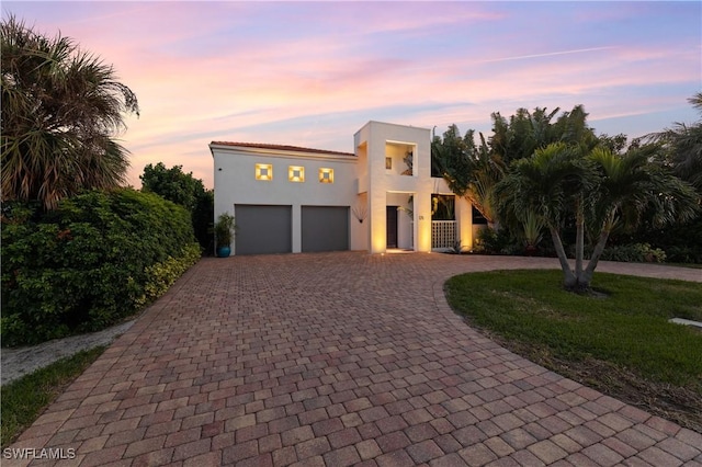 view of front of house with a garage