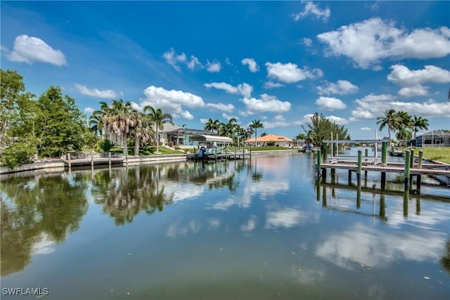 dock area featuring a water view