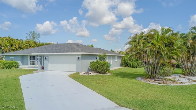 4142 SW 22nd Ct, Cape Coral, FL 33914 - ranch-style house with a garage, a front lawn, stucco siding, and concrete driveway