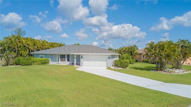4142 SW 22nd Ct, Cape Coral, FL 33914 - single story home with a front yard, a garage, concrete driveway, and stucco siding
