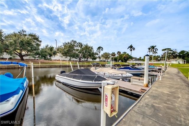 view of dock featuring a water view