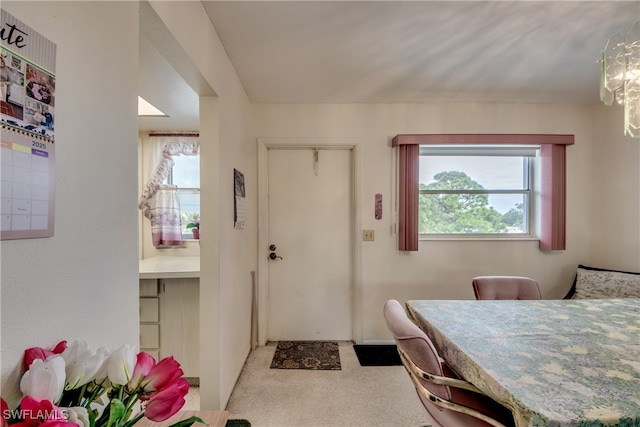 carpeted dining space featuring a healthy amount of sunlight