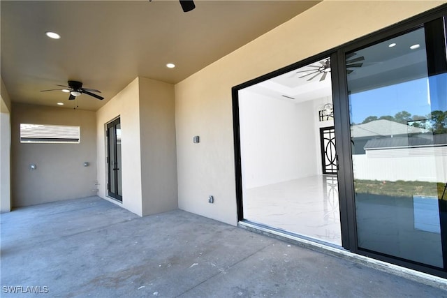 view of patio / terrace with ceiling fan