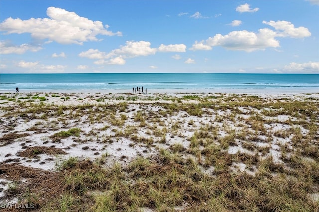 view of water feature with a view of the beach