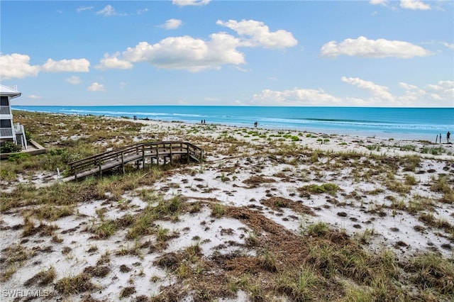 property view of water featuring a view of the beach