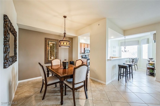 view of tiled dining room