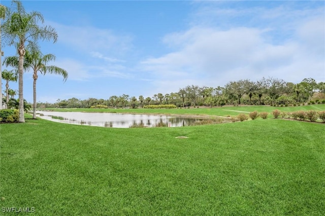 view of yard featuring a water view