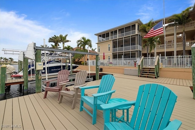 view of dock featuring a water view