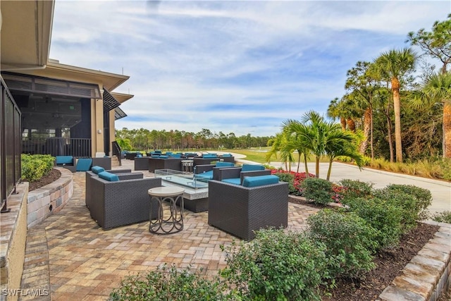 view of patio with an outdoor hangout area