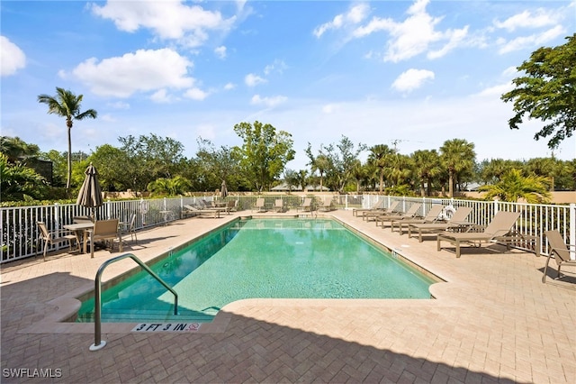 view of pool featuring a patio area