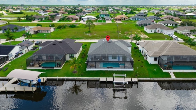 bird's eye view featuring a water view