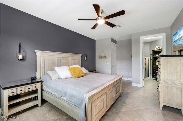 bedroom featuring a closet and ceiling fan