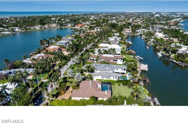 bird's eye view featuring a water view