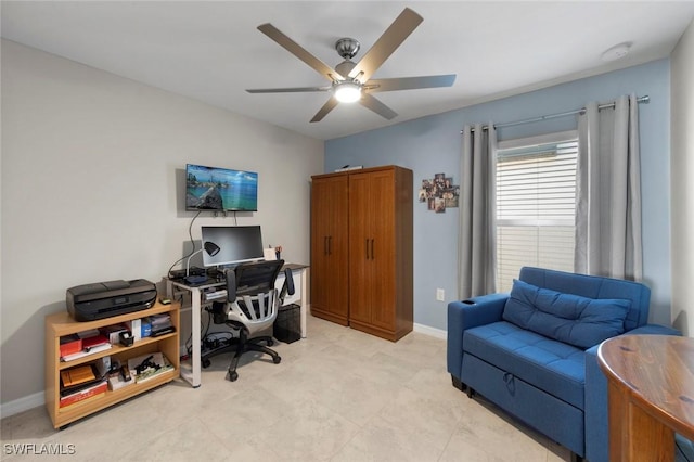 office featuring ceiling fan