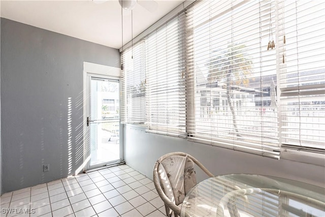 interior space featuring light tile patterned flooring