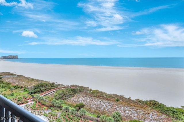 view of water feature with a view of the beach