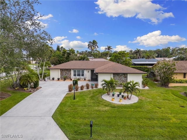 ranch-style house with a front yard