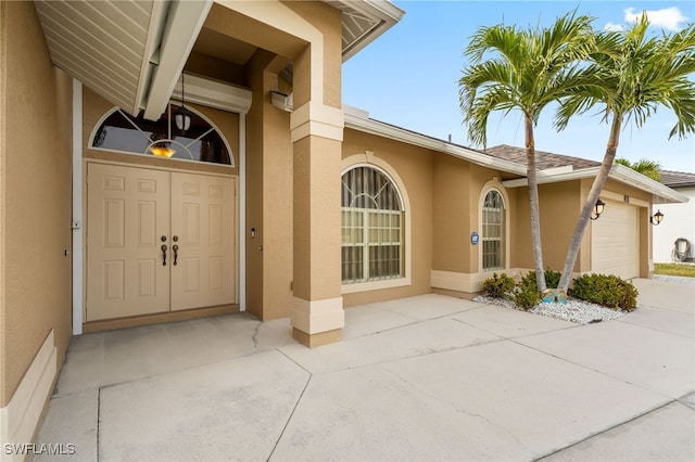 entrance to property with a garage