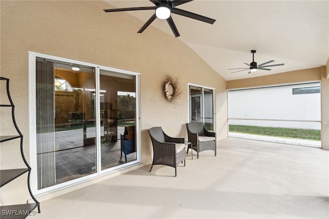 view of patio / terrace featuring ceiling fan