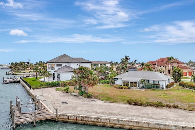 exterior space featuring a water view