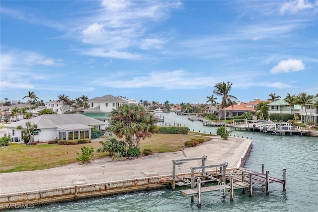 dock area featuring a water view