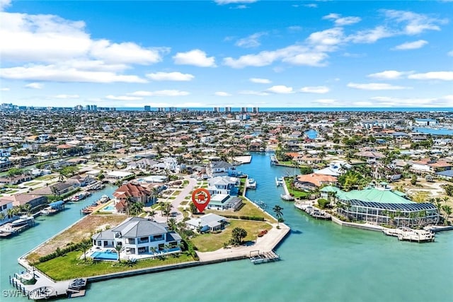 980 Iris Ct, Marco Island, FL 34145 - birds eye view of property with a water view and a residential view