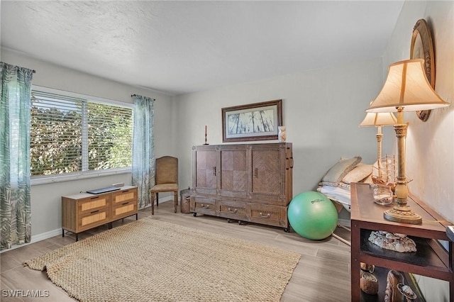 sitting room with a textured ceiling