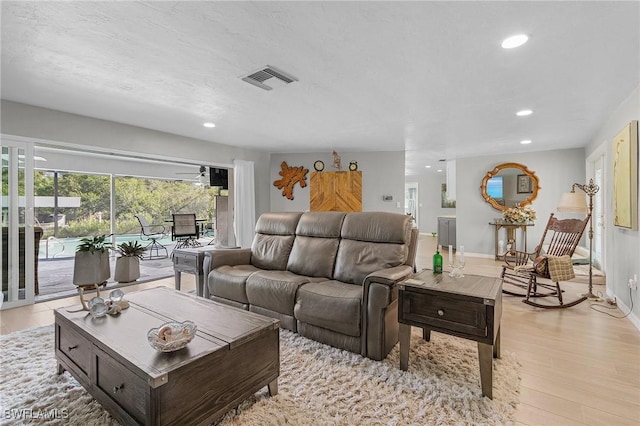 living room featuring light hardwood / wood-style floors