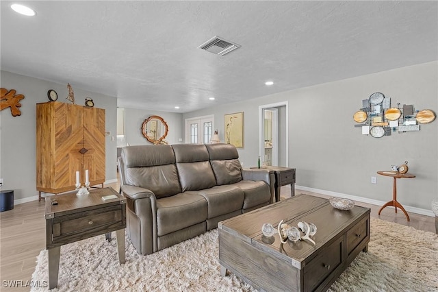 living room featuring light wood-type flooring