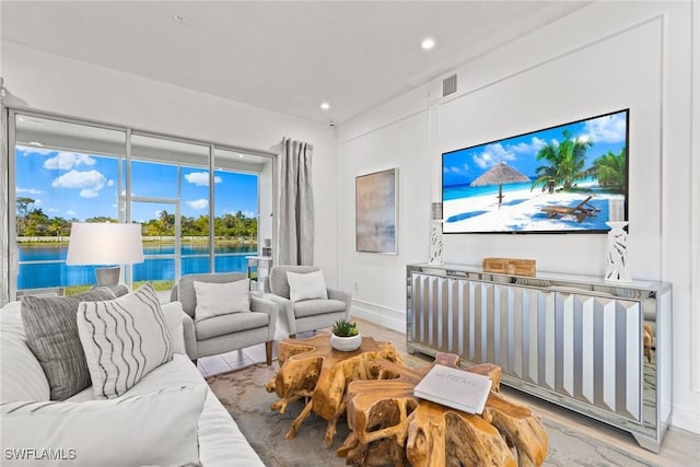 living room featuring light hardwood / wood-style flooring