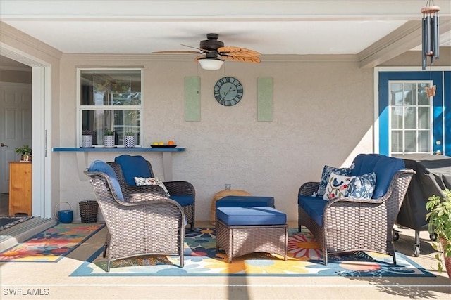 view of patio / terrace with ceiling fan