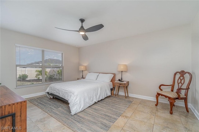 bedroom featuring ceiling fan